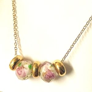 Floral Crystal Beaded Minimalist Springtime Necklace